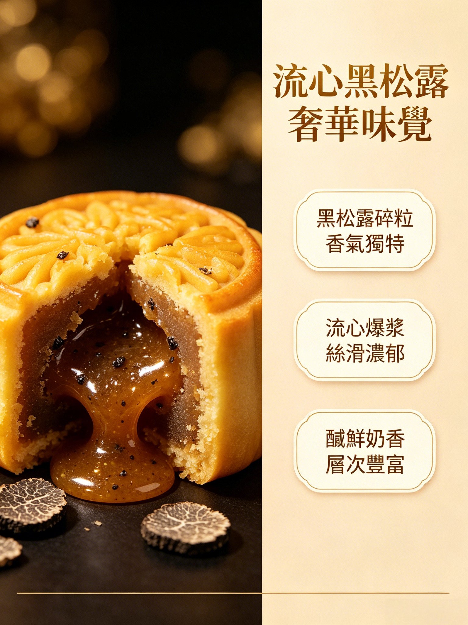 香港美心流心黑松露月餅木盒禮盒中秋節送人高級輕奢港式禮品《台灣現貨現發》