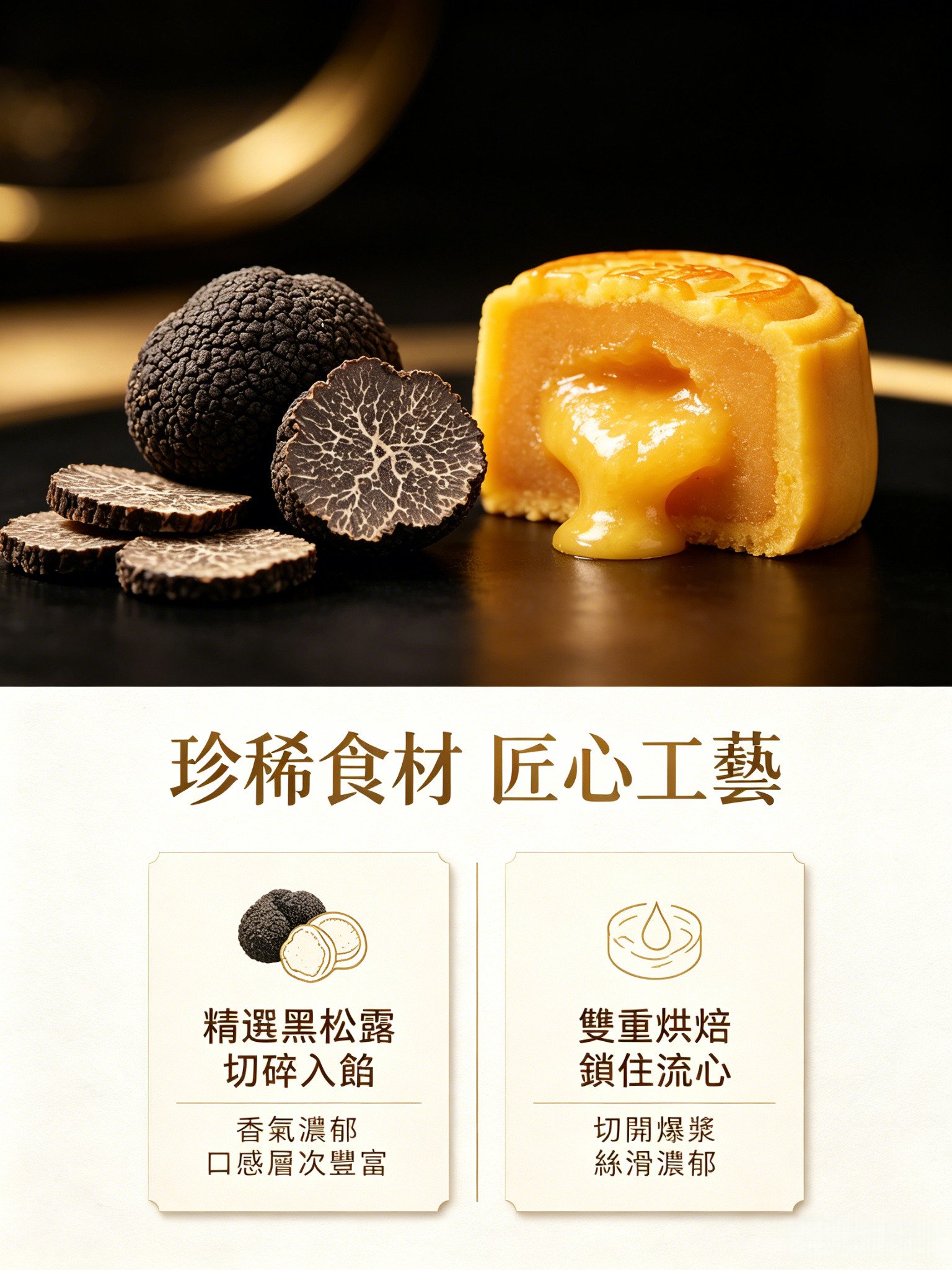 香港美心流心黑松露月餅木盒禮盒中秋節送人高級輕奢港式禮品《台灣現貨現發》