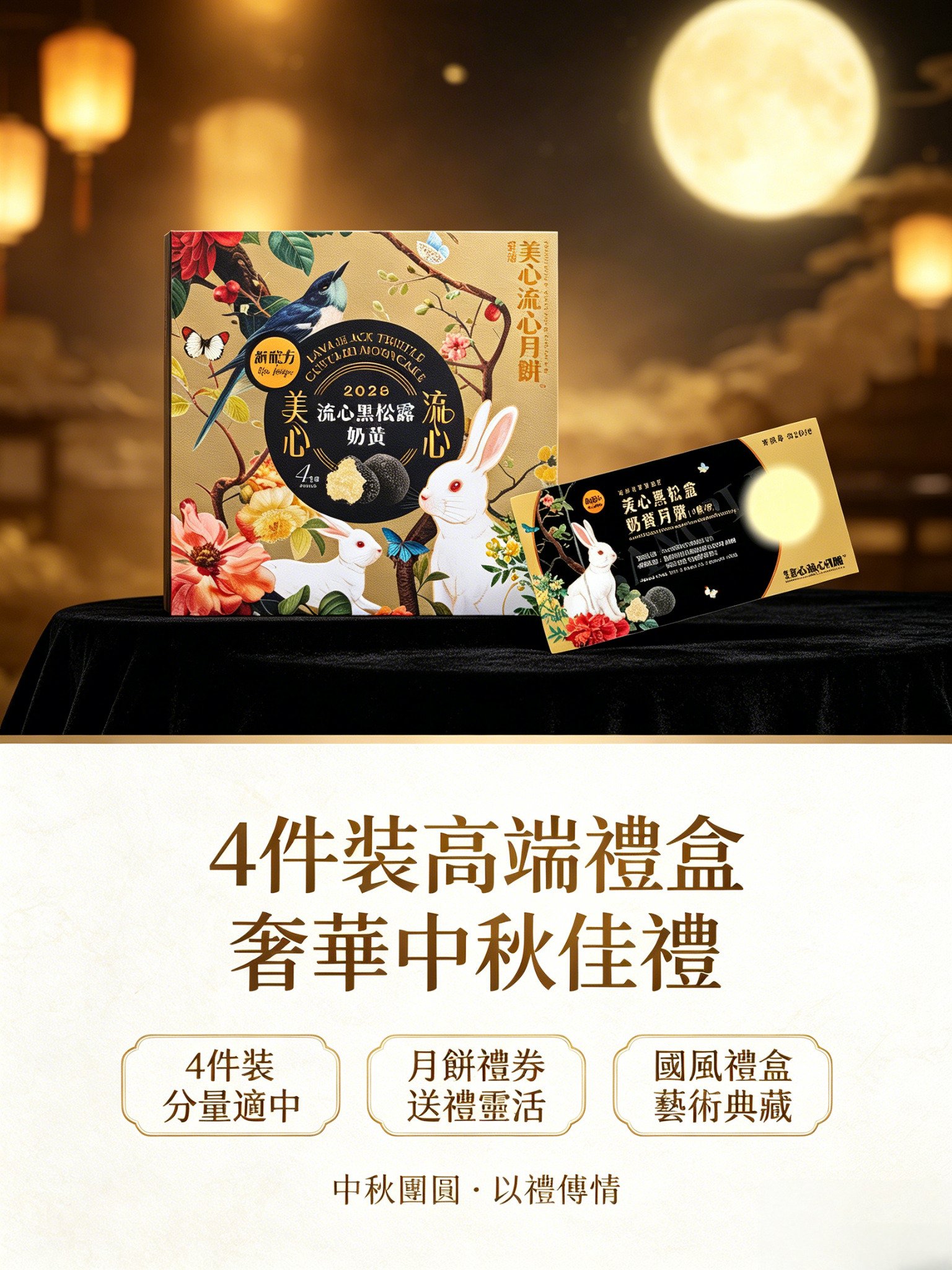 香港美心流心黑松露月餅木盒禮盒中秋節送人高級輕奢港式禮品《台灣現貨現發》