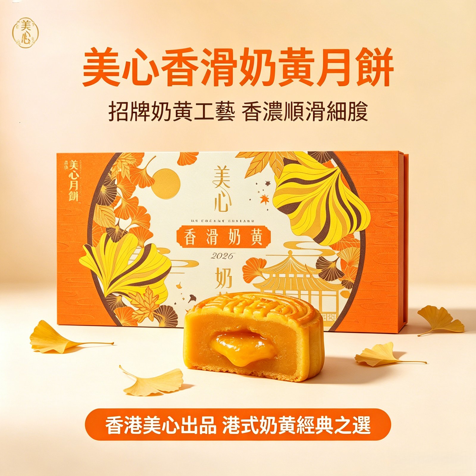 香港美心月餅香滑奶黃流心月餅禮盒港式月餅中秋節高端送禮《現貨現發》