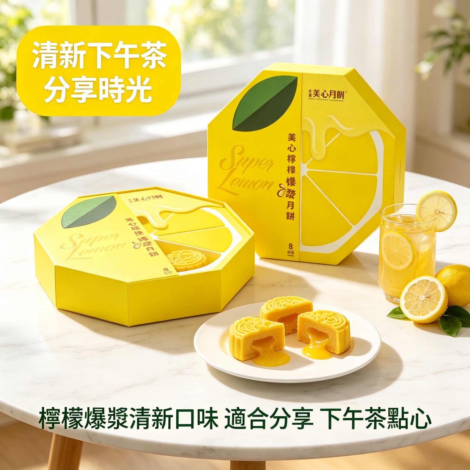 香港美心檸檬爆漿月餅港式奶黃甜點中秋送禮《現貨現發》