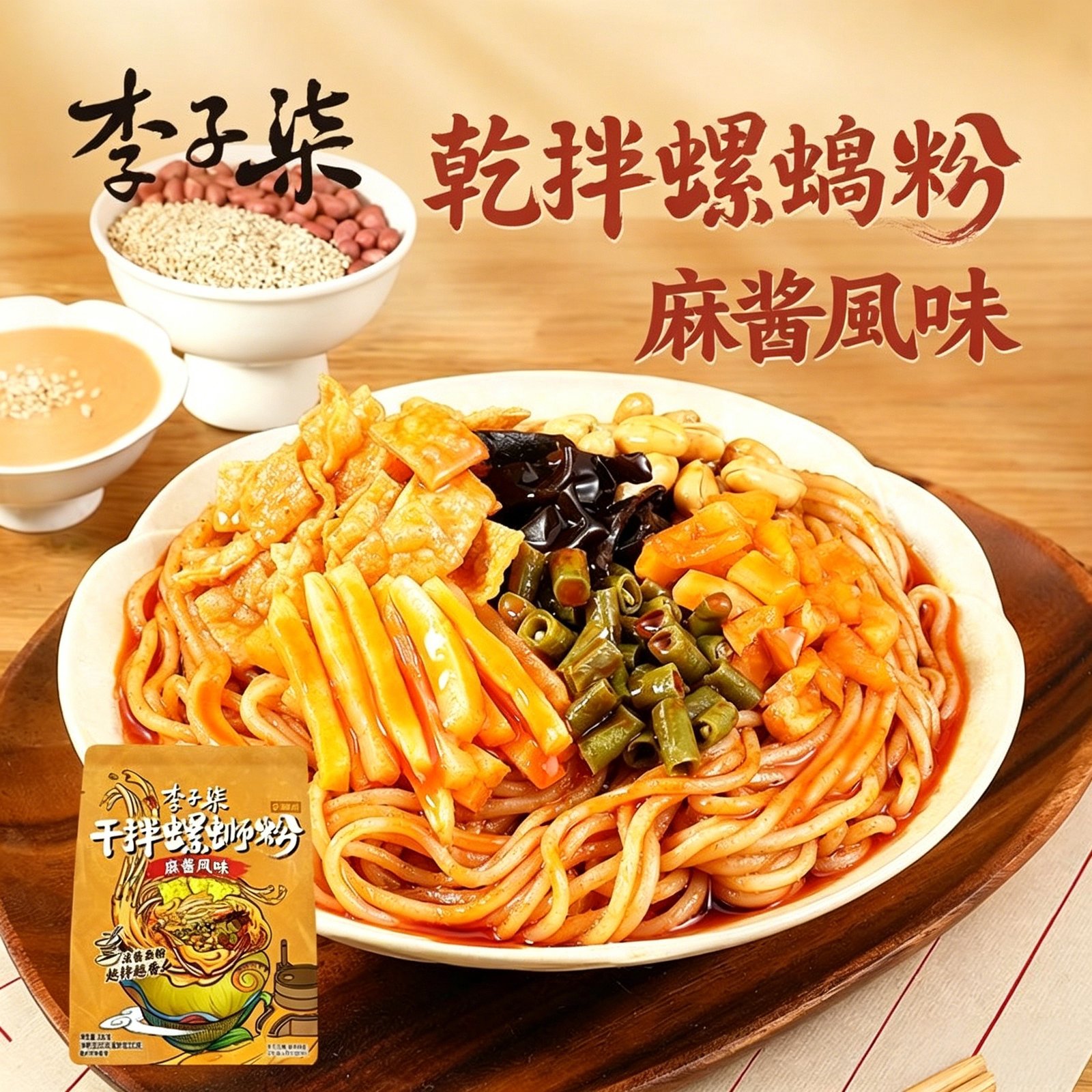 【新品】李子柒乾拌螺螄粉麻醬風味330g*1袋柳州螺螄粉速食夜宵 臺灣發貨 量多批發優惠