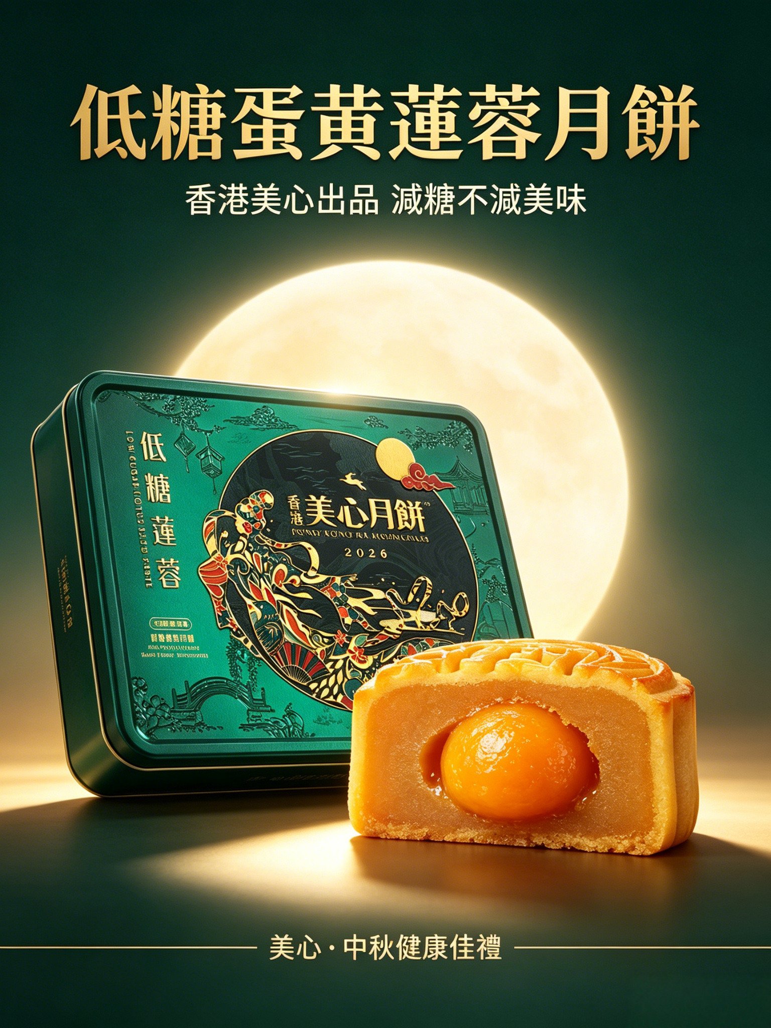 香港美心 低糖蛋黃蓮蓉月餅中秋月餅蛋黃蓮蓉送禮正品月餅禮盒《台灣現貨現發》