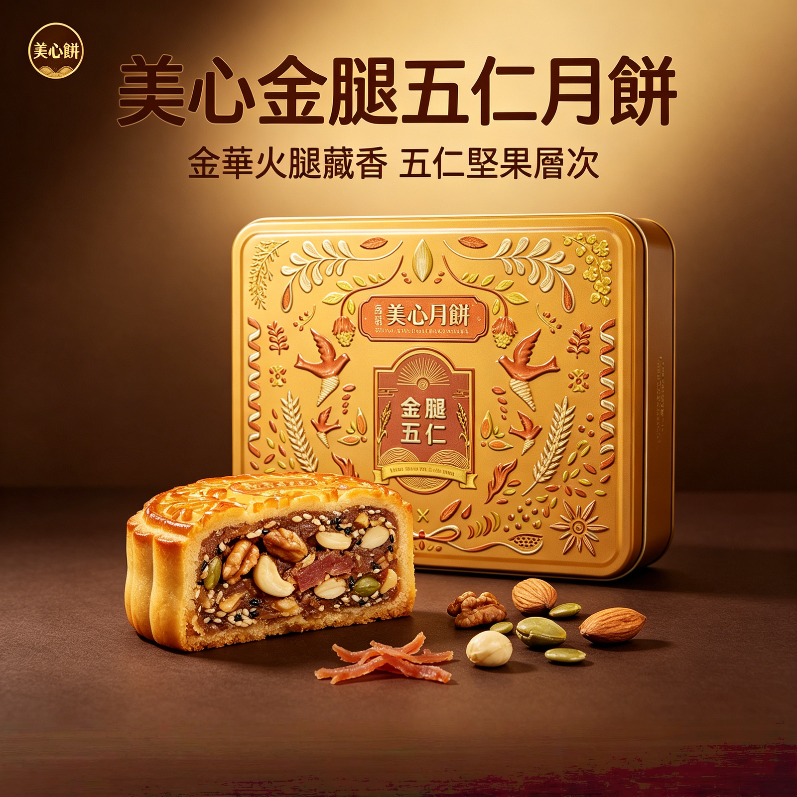 香港美心月餅金腿五仁經典港式傳統零食糕點下午茶禮盒裝《台灣現貨現發》