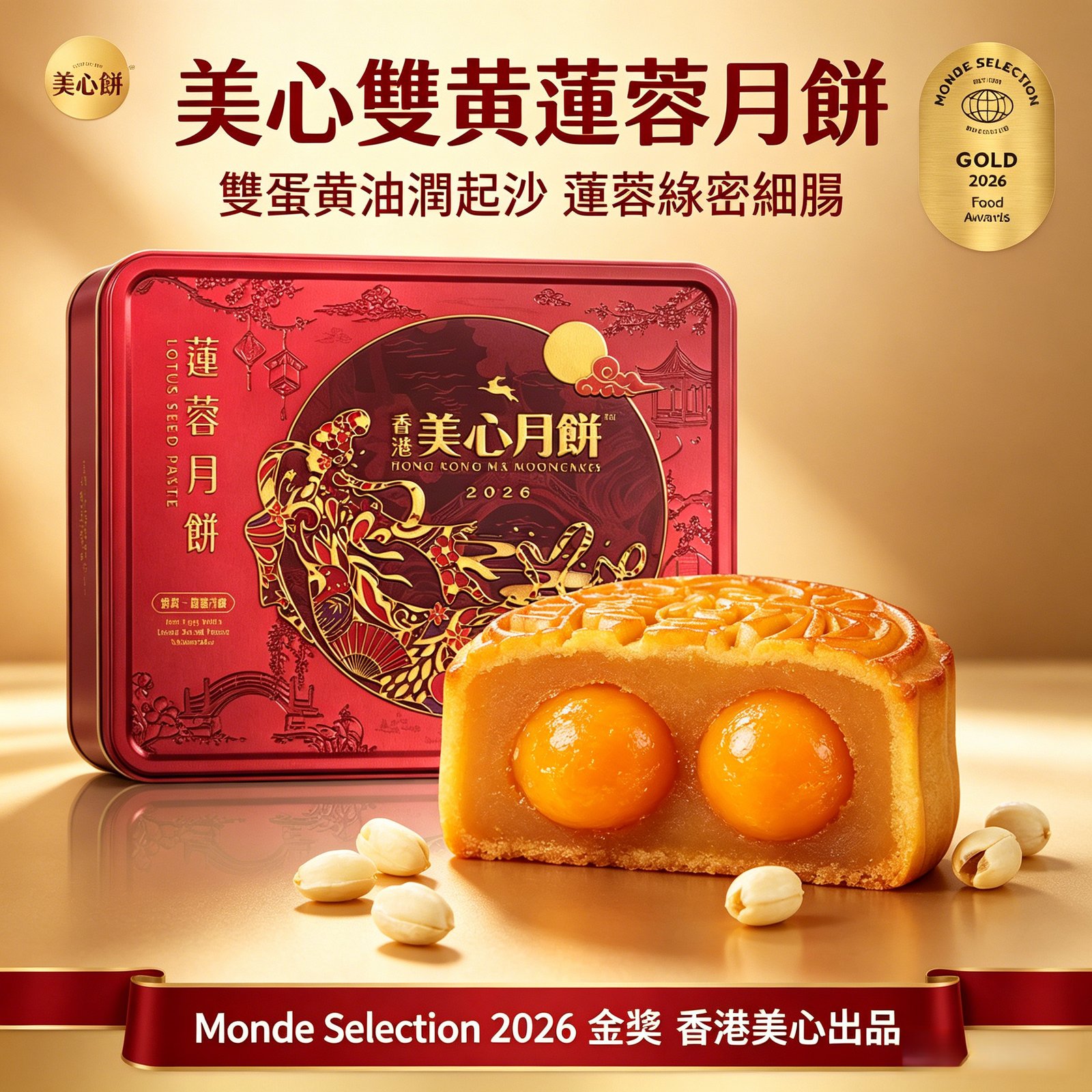 香港美心月餅 雙黃蓮蓉中秋月餅蛋黃蓮蓉送禮團購正品月餅禮盒《台灣現貨現發》