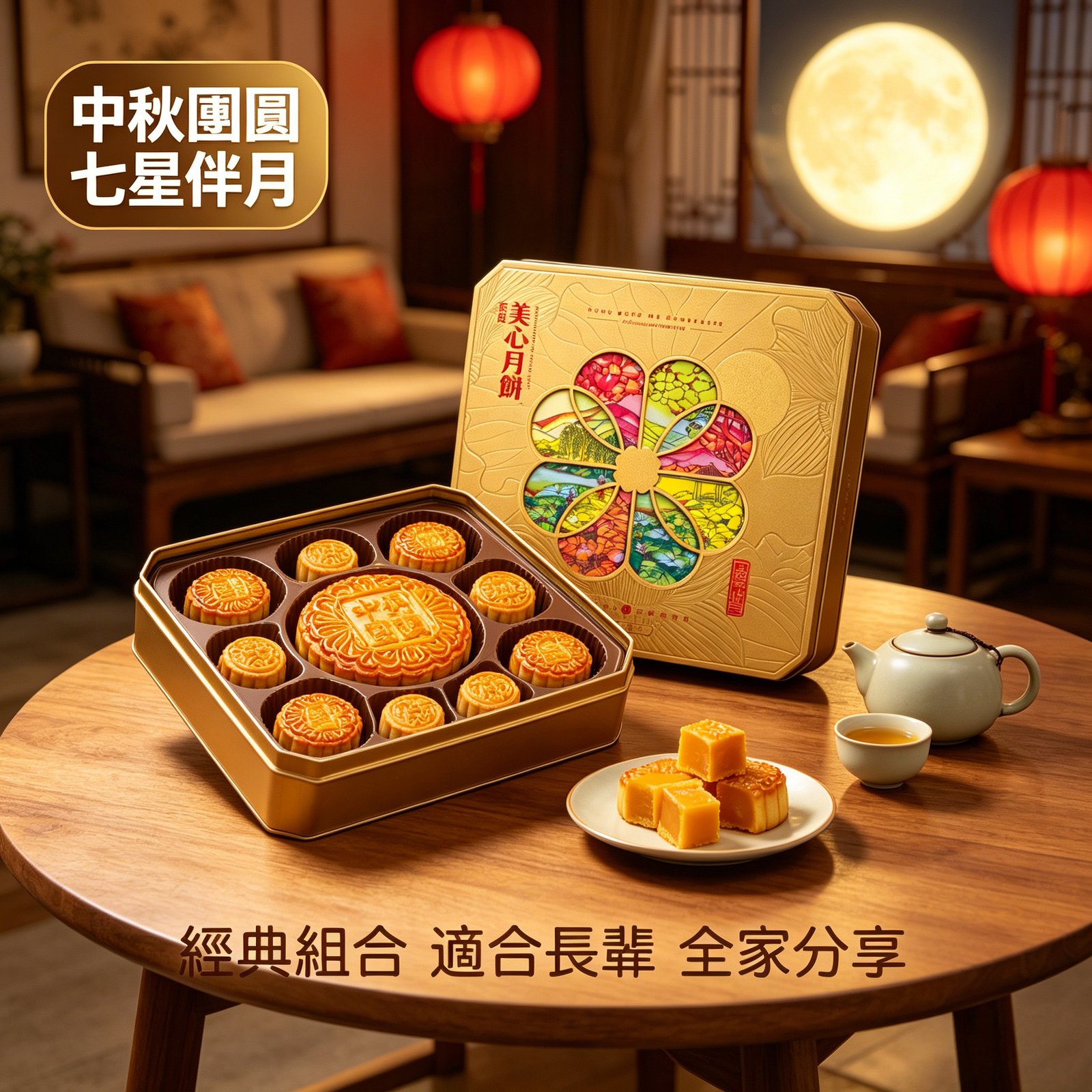 香港美心月餅 七星伴明月中秋月餅禮盒傳統蛋黃蓮蓉高端商務團購《台灣現貨現發》 香港美心月餅 七星伴明月中秋月餅禮盒傳統蛋黃蓮蓉高端商務團購《台灣現貨現發》