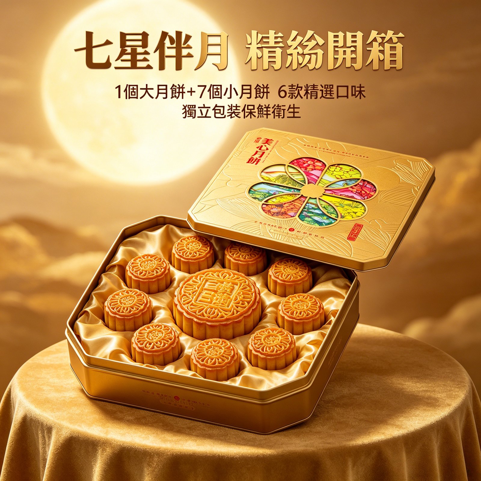 香港美心月餅 七星伴明月中秋月餅禮盒傳統蛋黃蓮蓉高端商務團購《台灣現貨現發》 香港美心月餅 七星伴明月中秋月餅禮盒傳統蛋黃蓮蓉高端商務團購《台灣現貨現發》