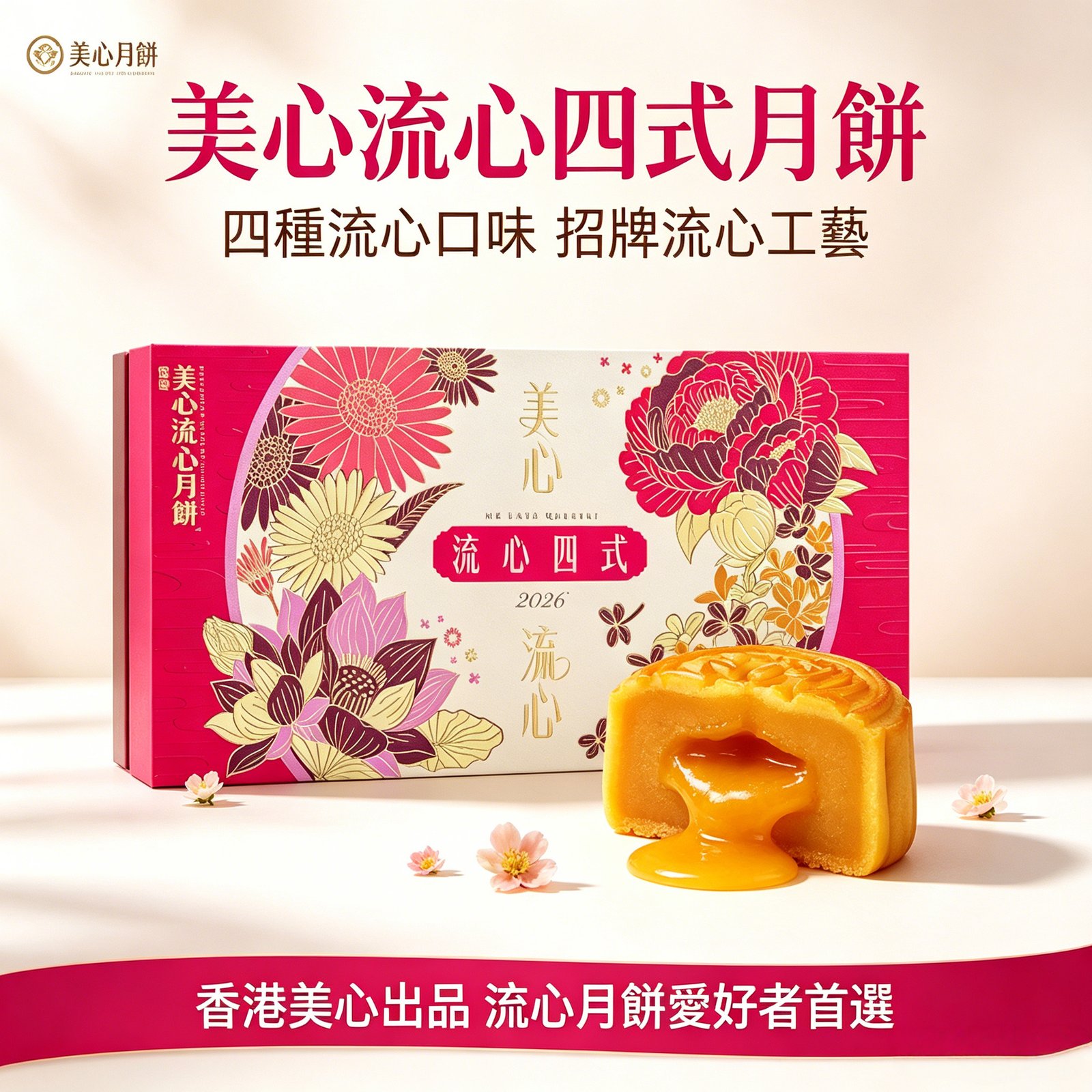 香港美心流心奶黃月餅四式月餅高端禮盒中秋月餅送禮經典港式《現貨現發》